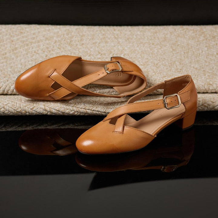 Maelis Crossstrap Leather Heels