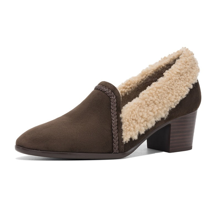 Caldena Shearling Leather Heel