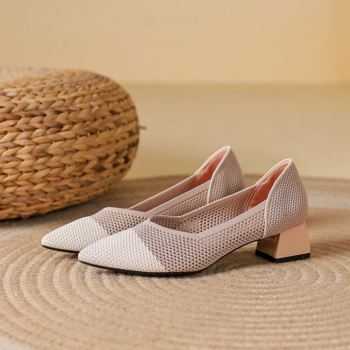 Elyss Knit Block-Heel Pump