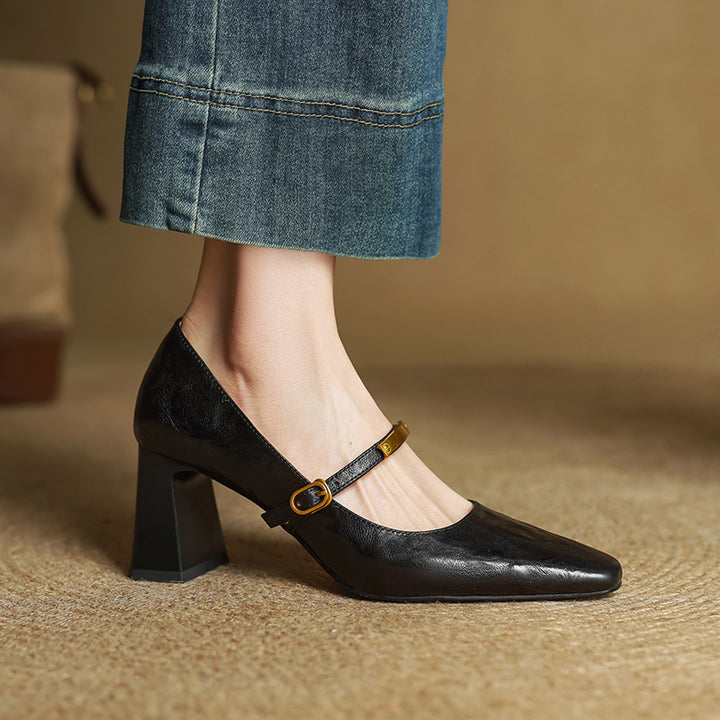 Marleon Leather Strap Pump