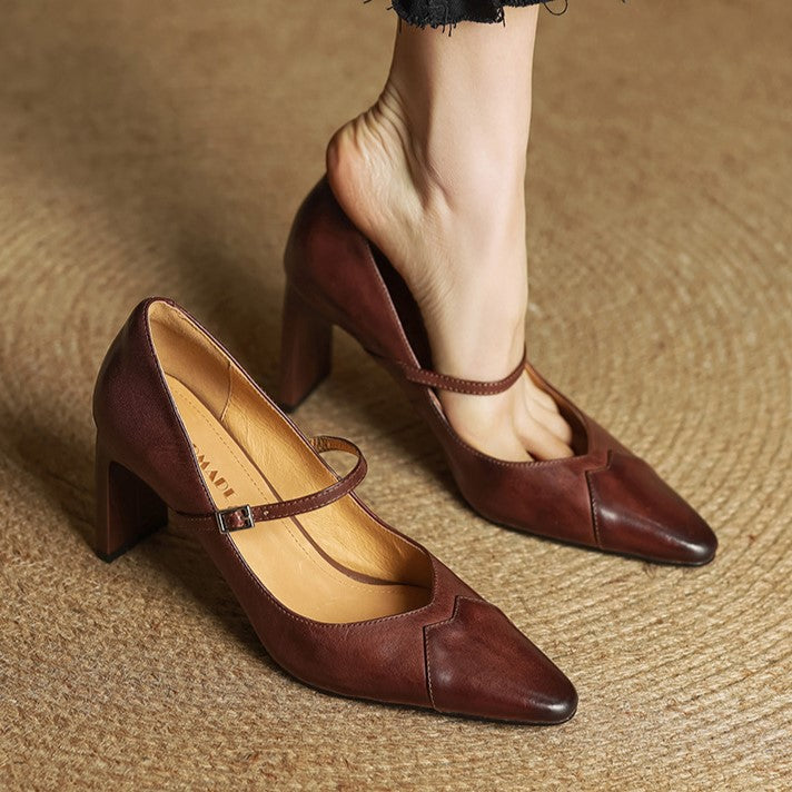 Rivelle Mary-Strap Leather Pumps