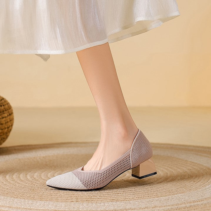 Elyss Knit Block-Heel Pump