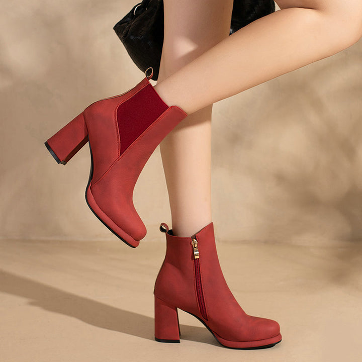 Noémie Rounded Block-Heel Ankle Boots
