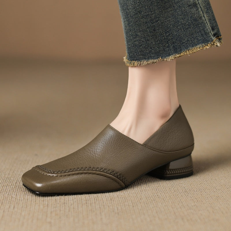 Marquette Square-Toe Leather Slip-On