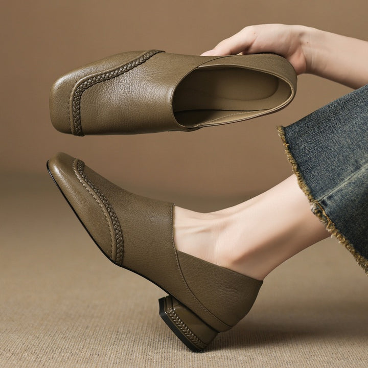 Marquette Square-Toe Leather Slip-On