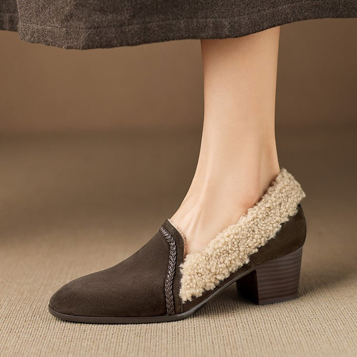 Caldena Shearling Leather Heel