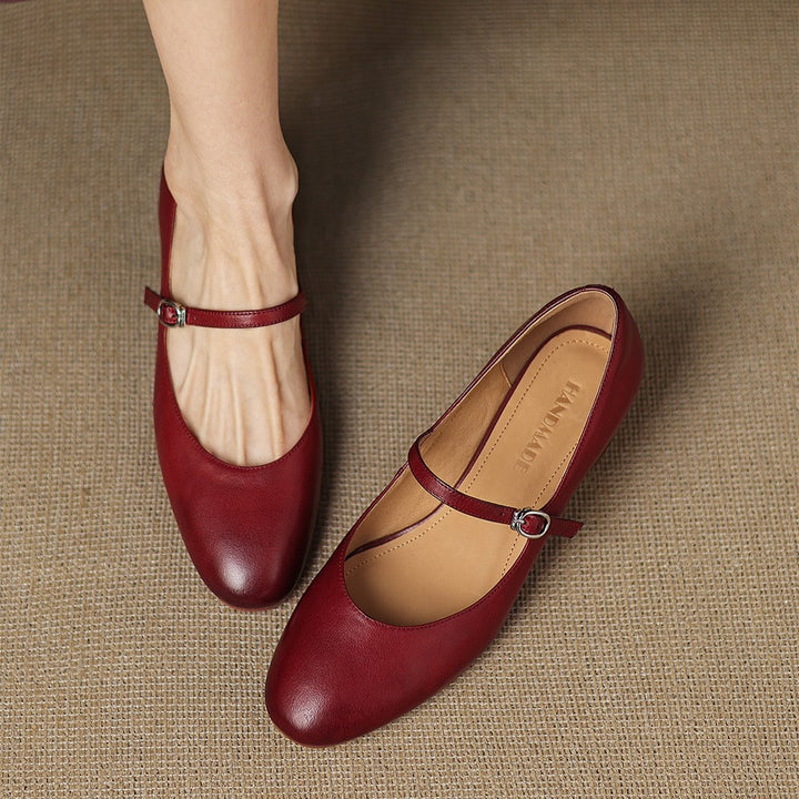 Corinne Leather Round-Toe Mary Jane