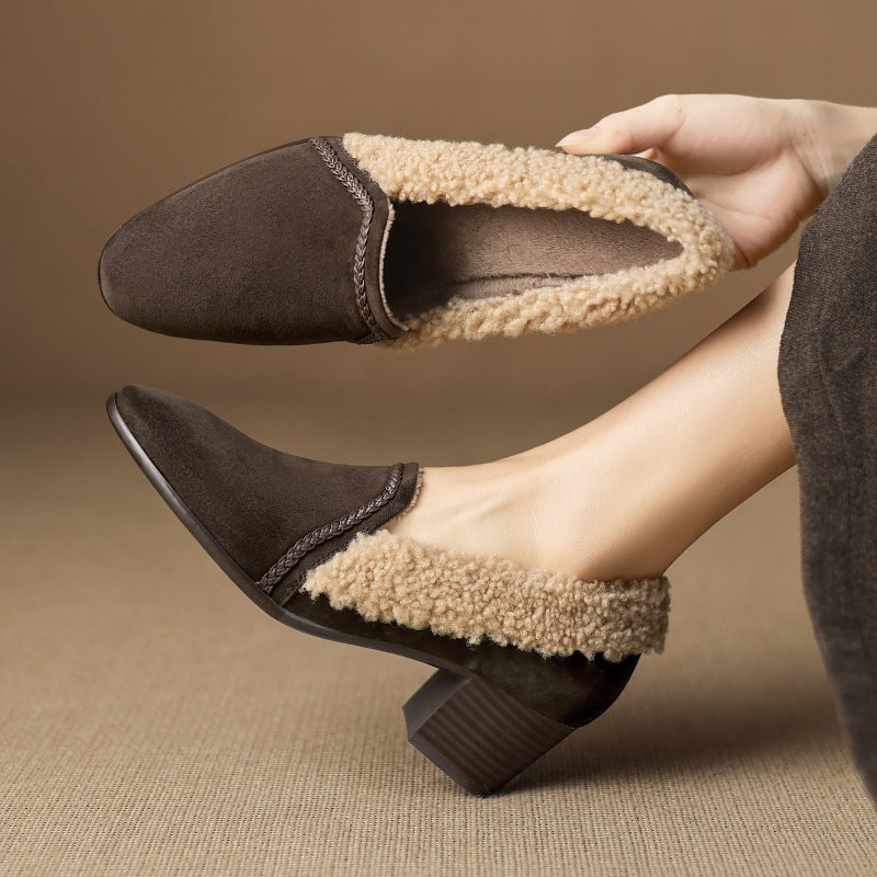 Caldena Shearling Leather Heel