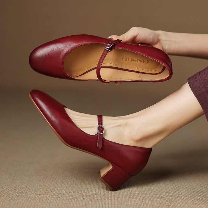 Corinne Leather Round-Toe Mary Jane