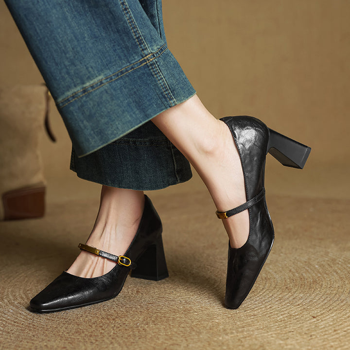 Marleon Leather Strap Pump