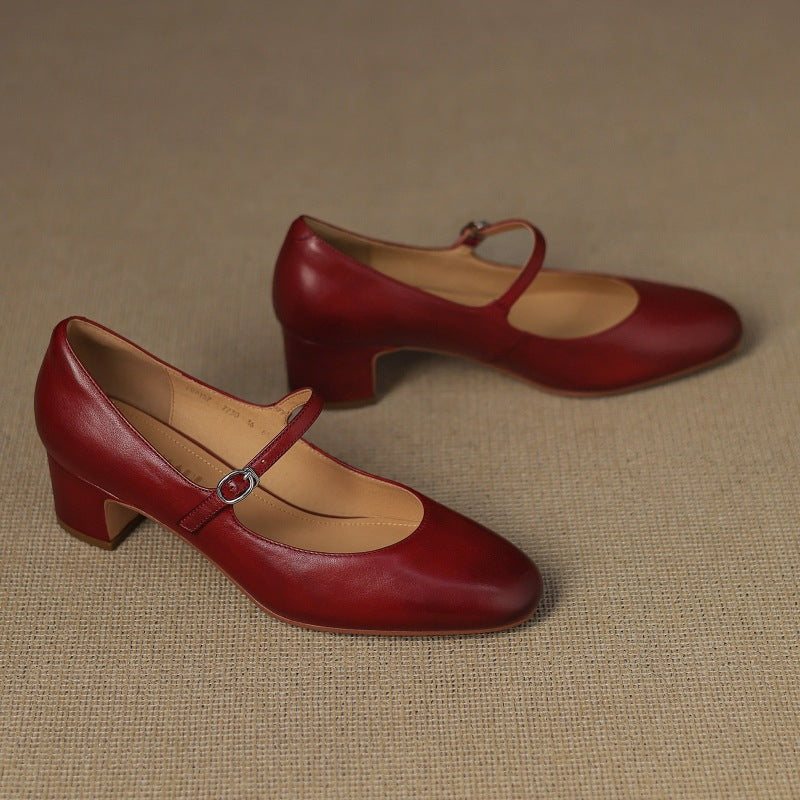 Corinne Leather Round-Toe Mary Jane