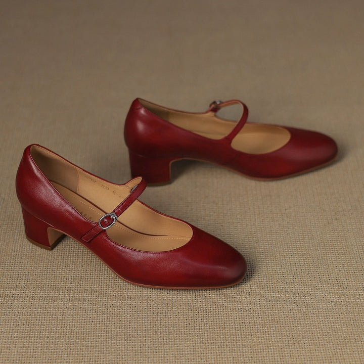 Corinne Leather Round-Toe Mary Jane