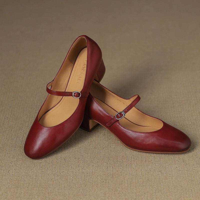 Corinne Leather Round-Toe Mary Jane