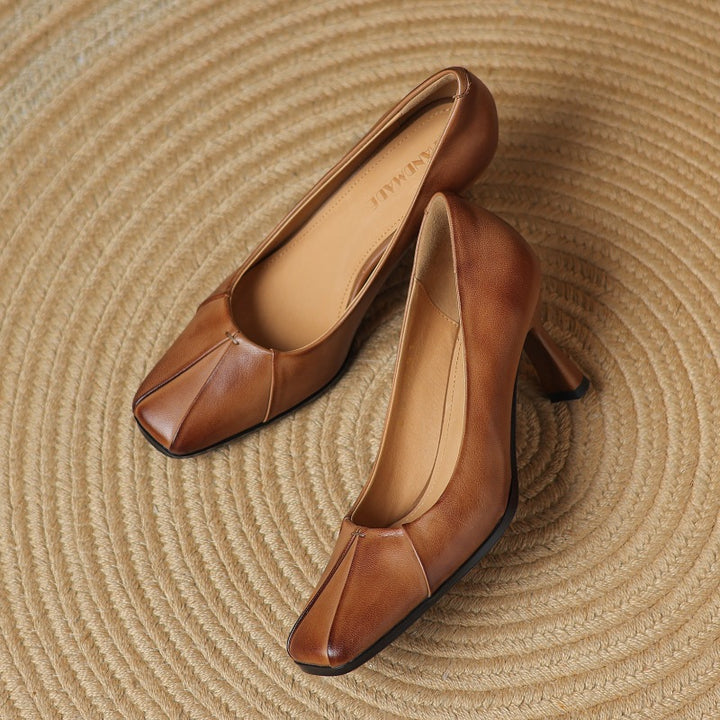 Marisol Leather Square-Toe Pumps