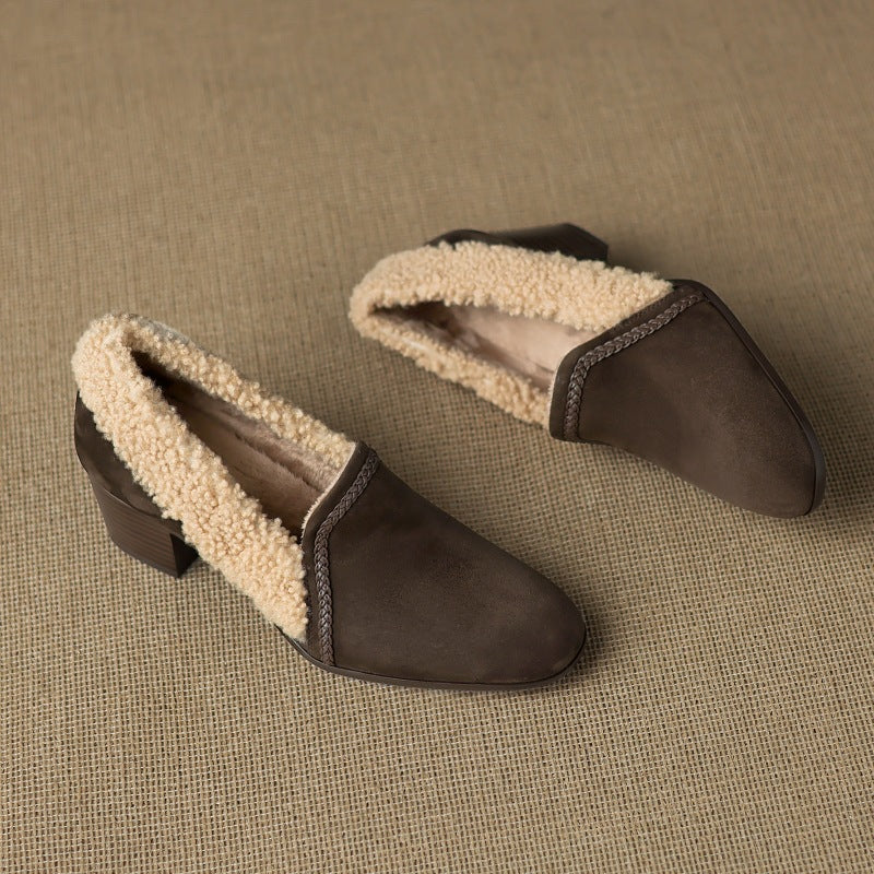 Caldena Shearling Leather Heel