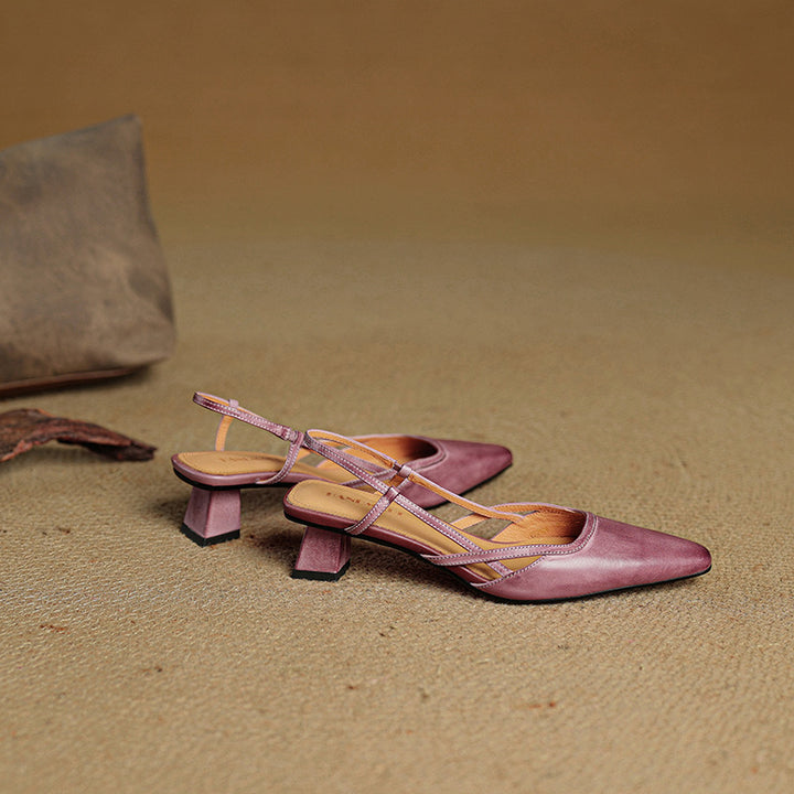 Velune Slingback Leather Heels