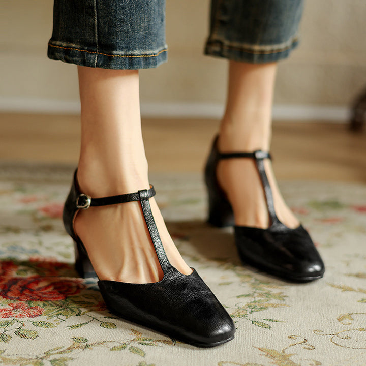 Elowen Leather T-Strap Heel