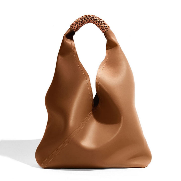 Elyra Woven-Handle Leather Hobo Tote