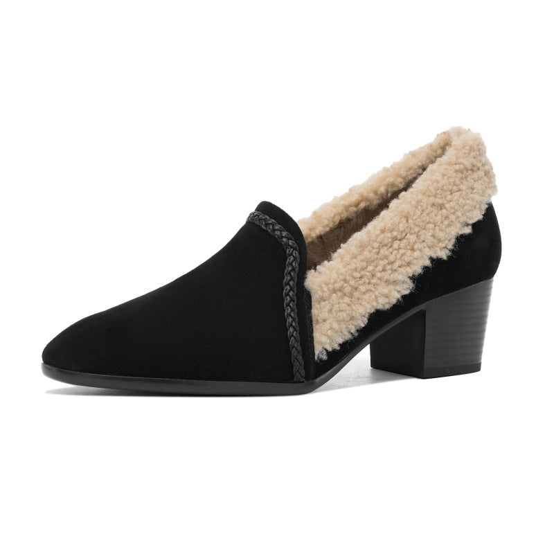 Caldena Shearling Leather Heel