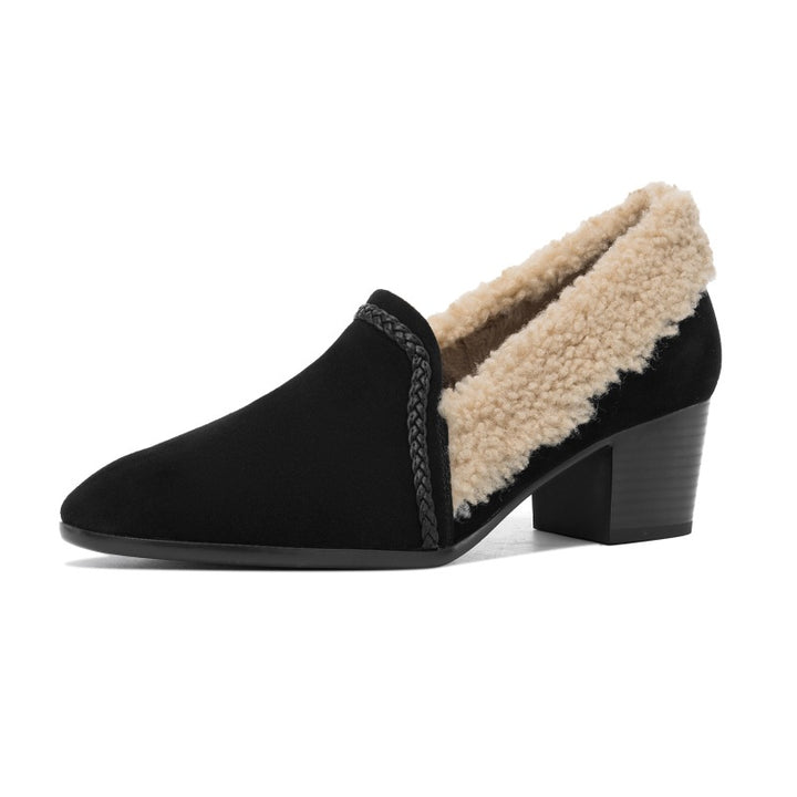 Caldena Shearling Leather Heel