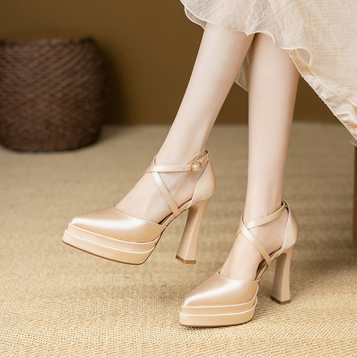 Aure Cross-Strap Platform Heels