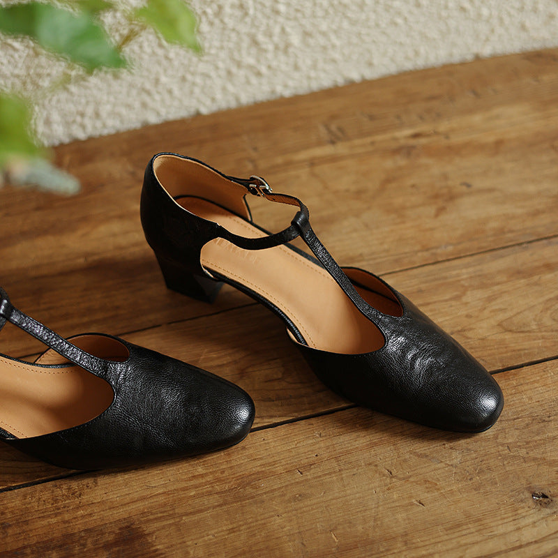 Elowen Leather T-Strap Heel