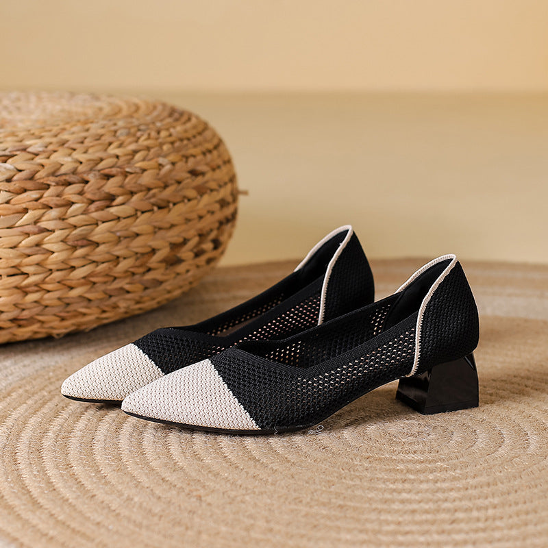 Elyss Knit Block-Heel Pump