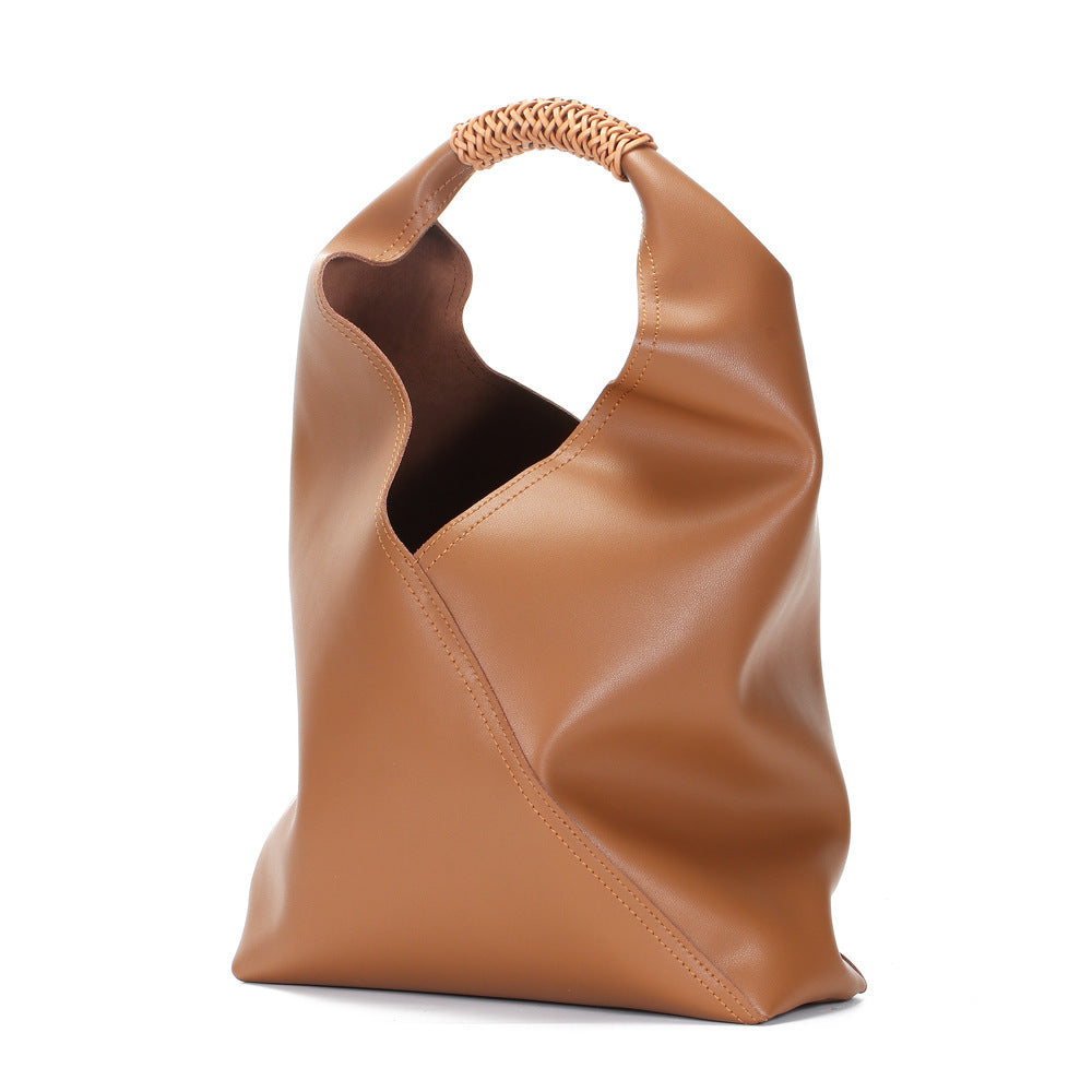 Elyra Woven-Handle Leather Hobo Tote