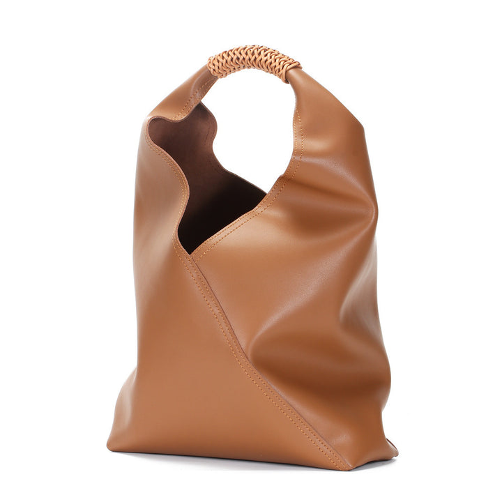 Elyra Woven-Handle Leather Hobo Tote
