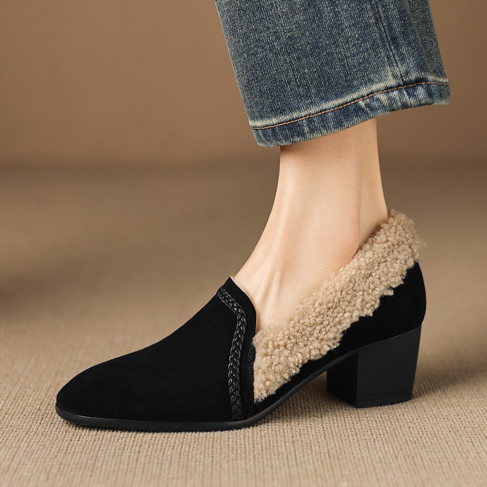 Caldena Shearling Leather Heel