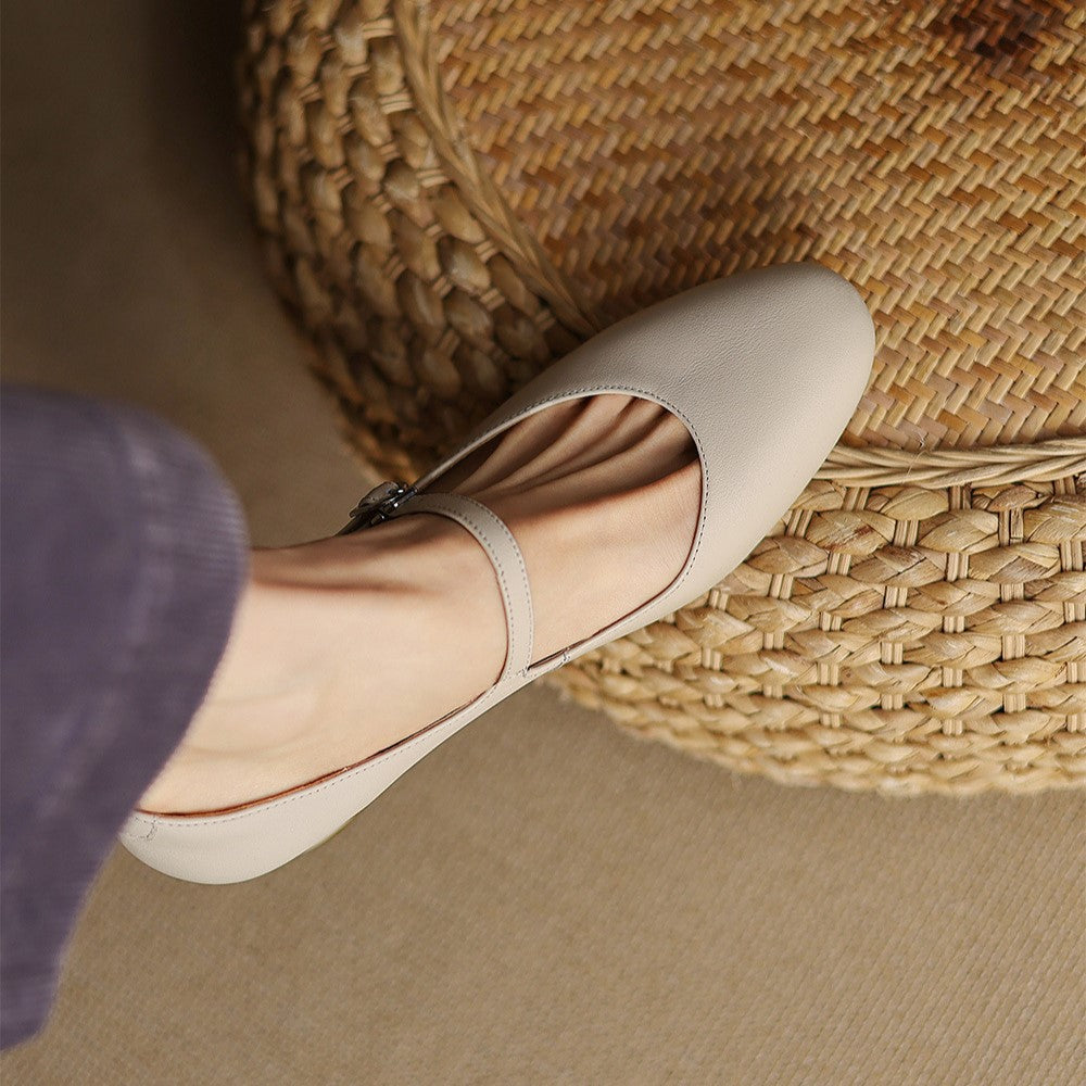 Corinne Leather Round-Toe Mary Jane