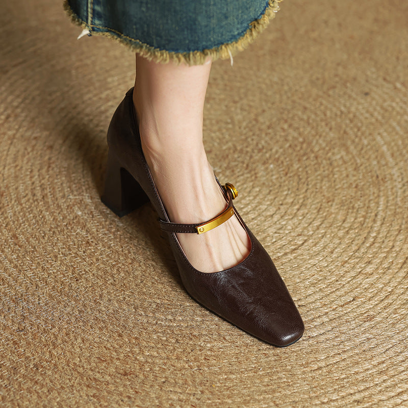 Marleon Leather Strap Pump