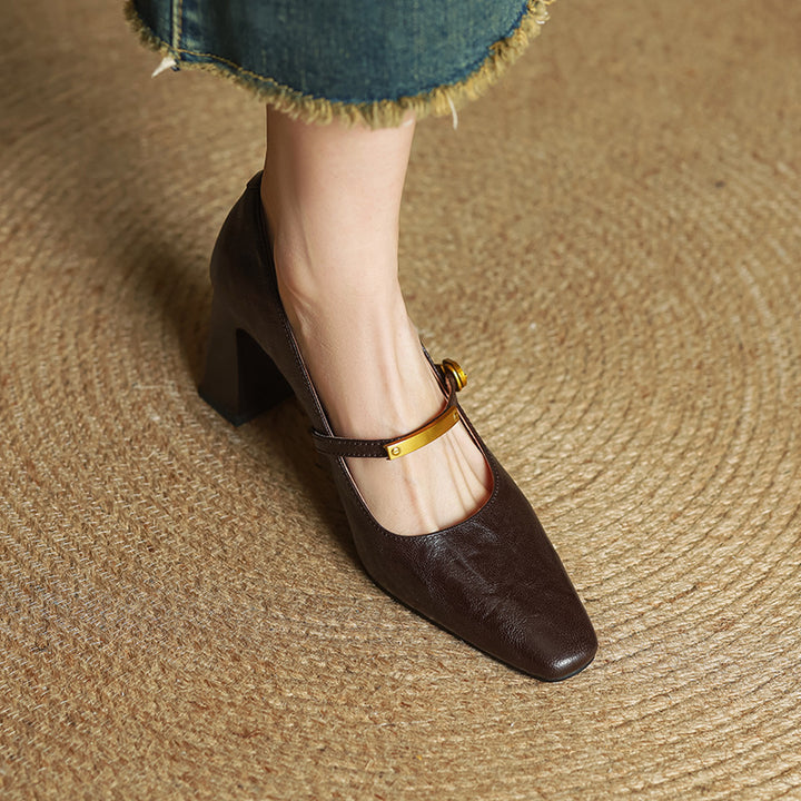 Marleon Leather Strap Pump