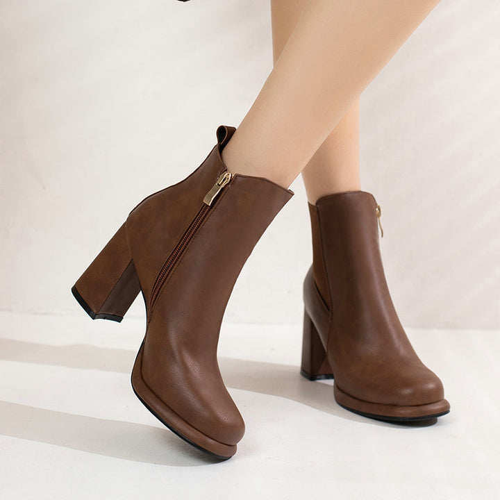 Noémie Rounded Block-Heel Ankle Boots
