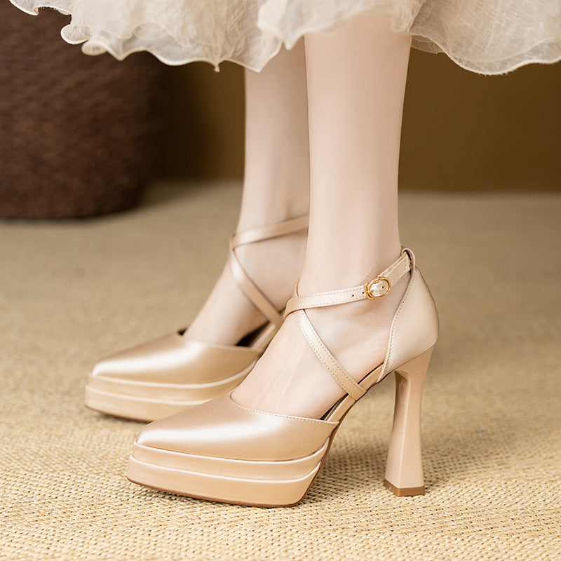 Aure Cross-Strap Platform Heels