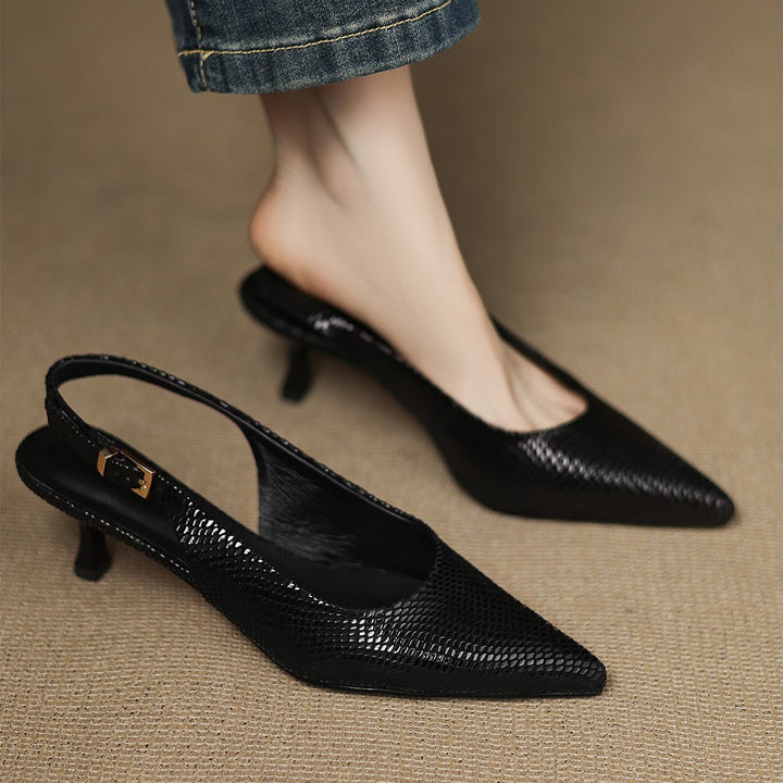 Céliane Pointed Leather Slingback Heels