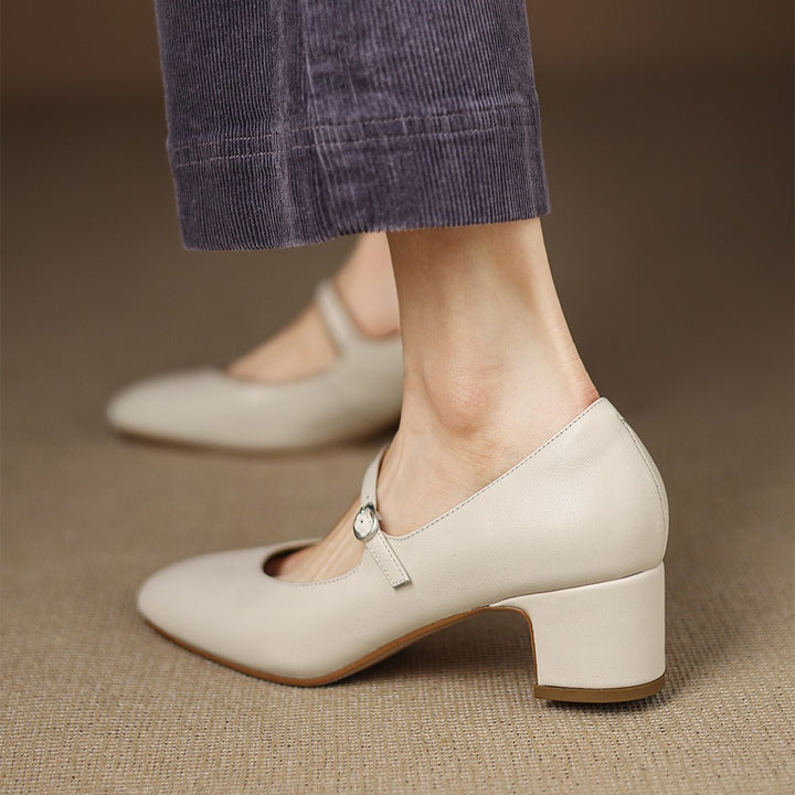 Corinne Leather Round-Toe Mary Jane