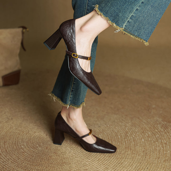 Marleon Leather Strap Pump