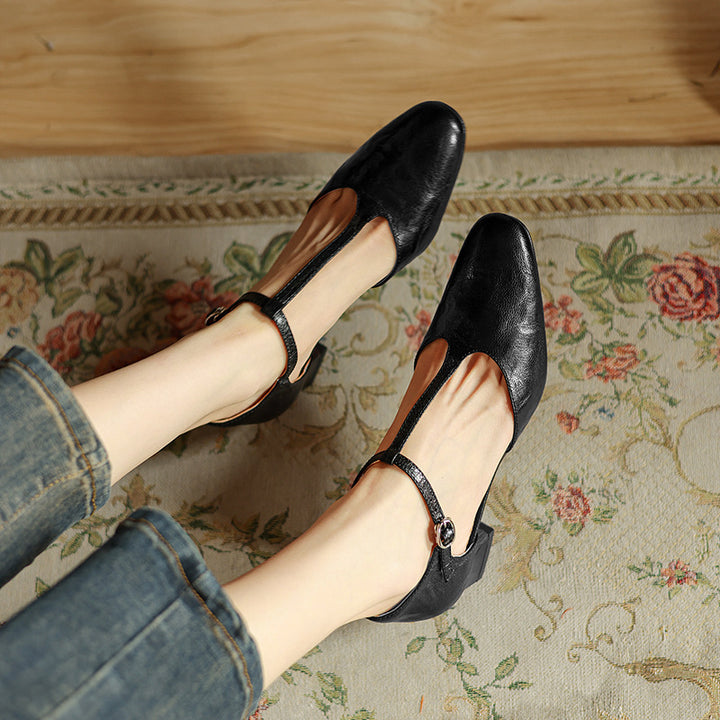 Elowen Leather T-Strap Heel