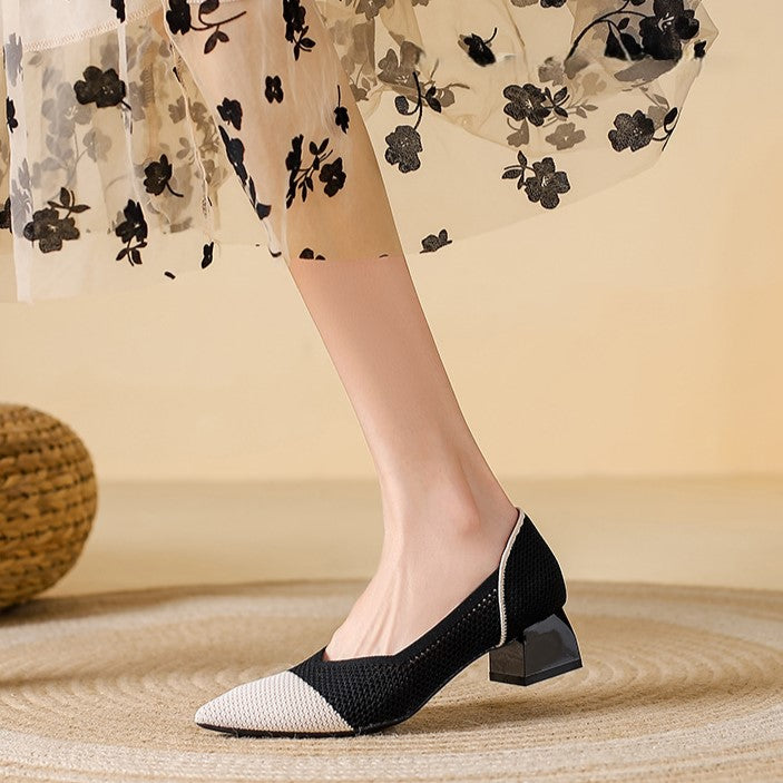 Elyss Knit Block-Heel Pump