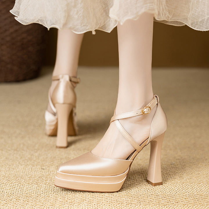 Aure Cross-Strap Platform Heels