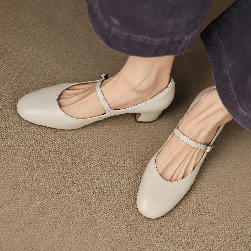 Corinne Leather Round-Toe Mary Jane