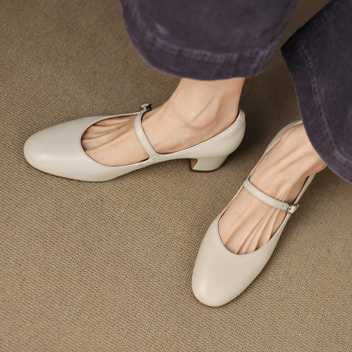 Corinne Leather Round-Toe Mary Jane