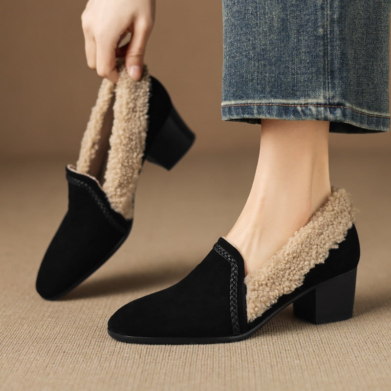 Caldena Shearling Leather Heel