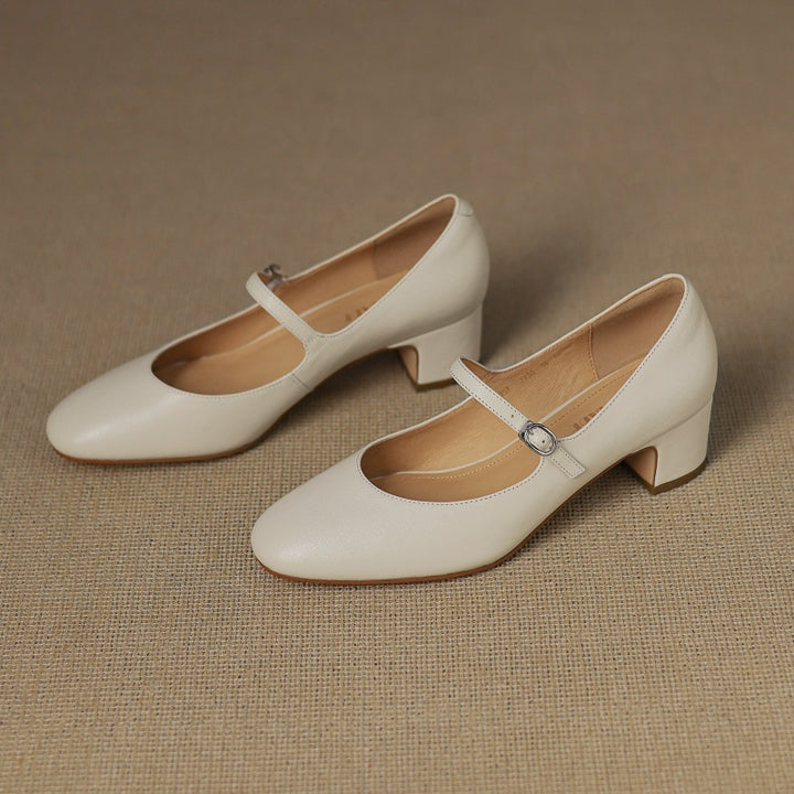 Corinne Leather Round-Toe Mary Jane