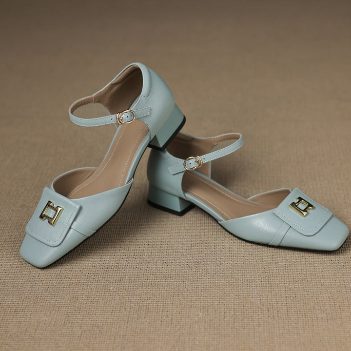 Elvane Buckle Leather Mary-Janes