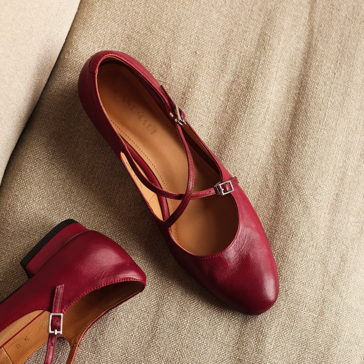 Orlisse Mary-Jane Leather Flats