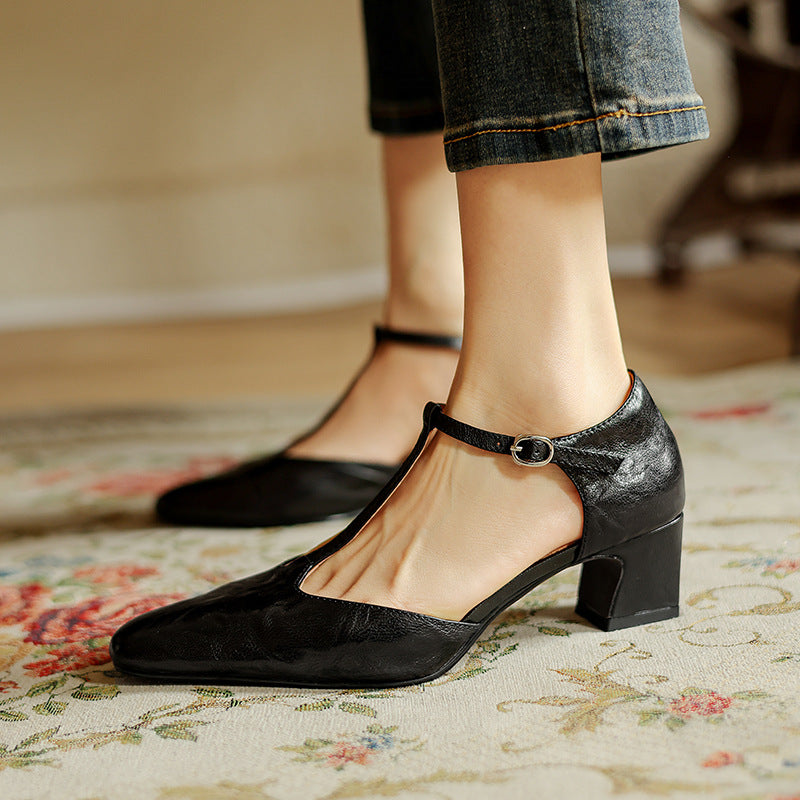 Elowen Leather T-Strap Heel
