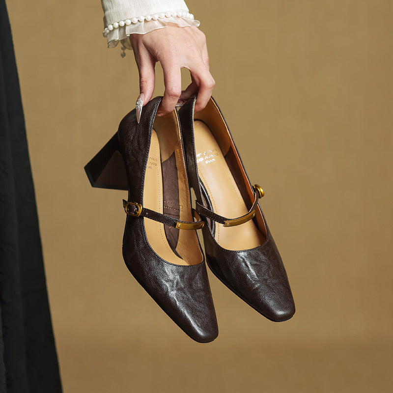 Marleon Leather Strap Pump
