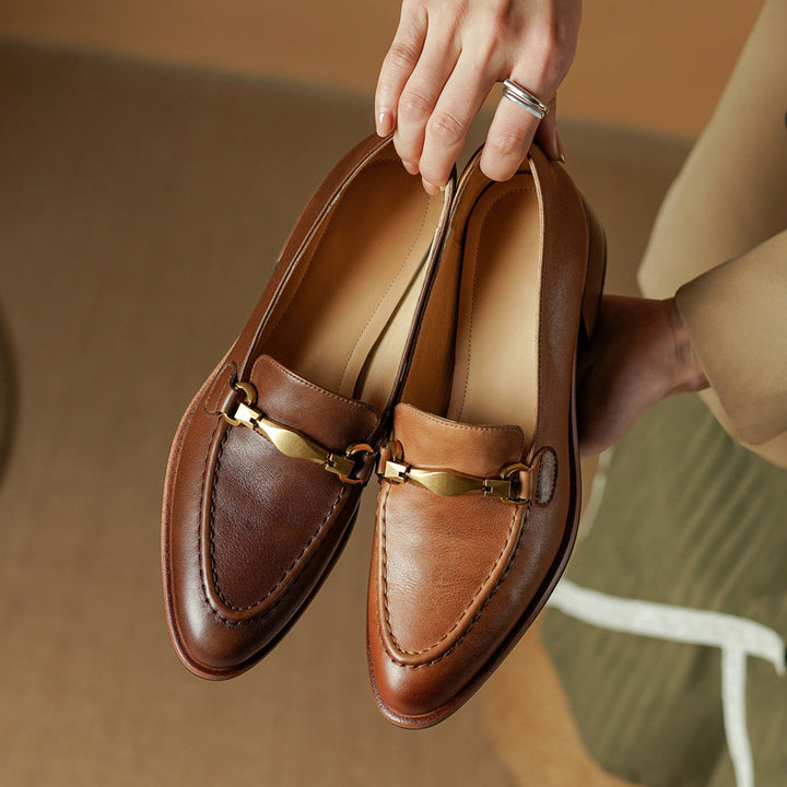Virelle Metal-Bit Leather Loafers